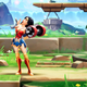 Wonder Woman effortless curls a 10-ton dumbbell in MultiVersus.